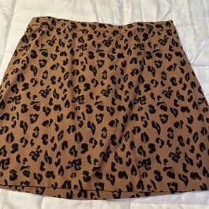 Leopard Print Brown Skirt